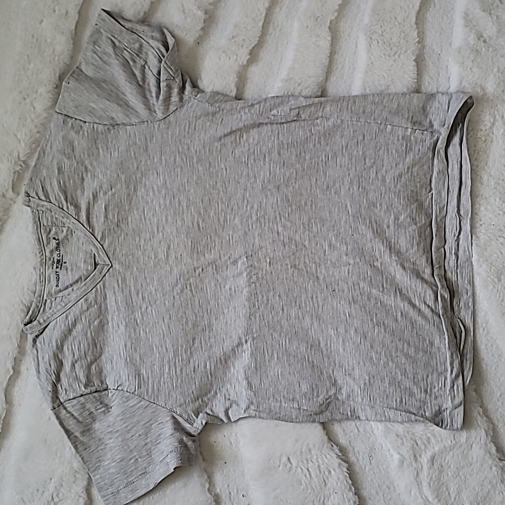 Sunday Work Clothes Gray V Neck T Shirt